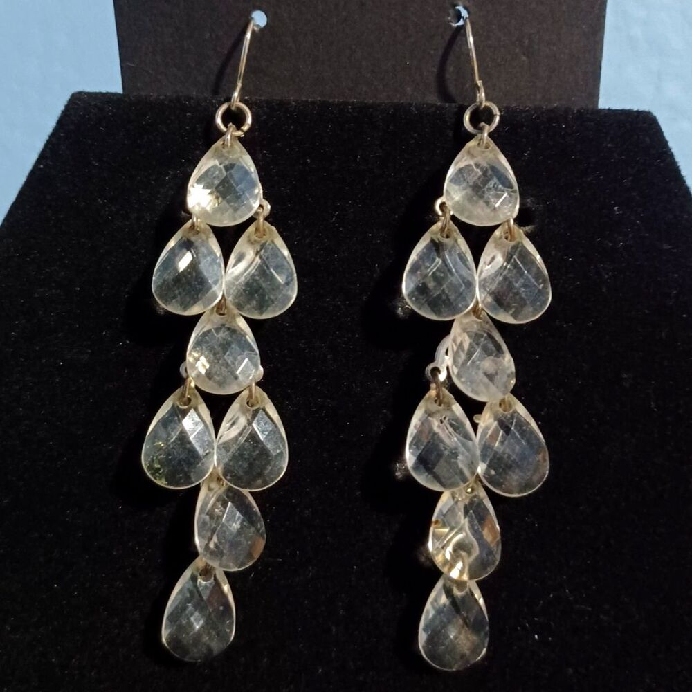 Silver-Toned Clear Crystal Cascade Earrings